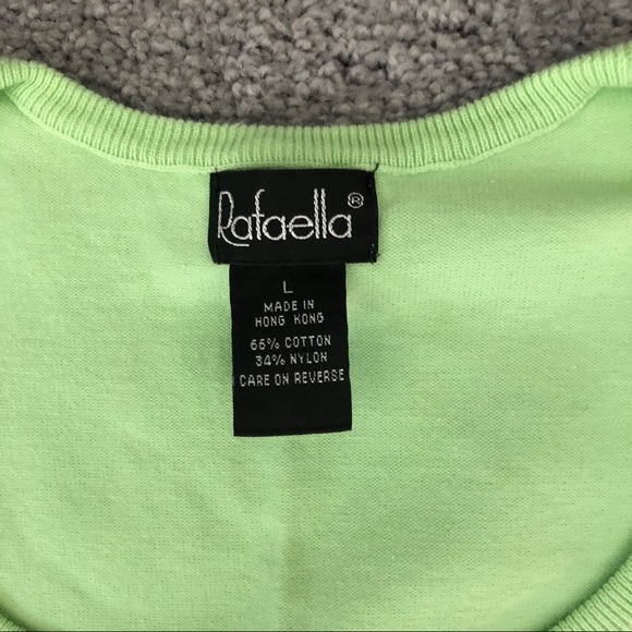 Lime Top Rafaella embroidered flower sweater Lightweight Cap-sleeve Crewneck L - Picture 4 of 7
